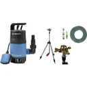 Schmutzwasserpumpe 7500 l / h mit Deuba Teleskop-Rasensprenger und 15 Meter Schlauch mit Armaturen