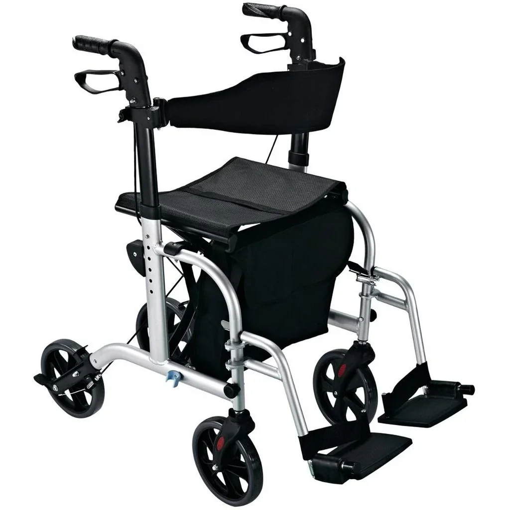 Rollator 2 in 1 Transportstuhl Gehhilfe höhenverstellbar Alu