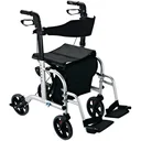 Rollator 2 in 1 Transportstuhl Gehhilfe höhenverstellbar Alu