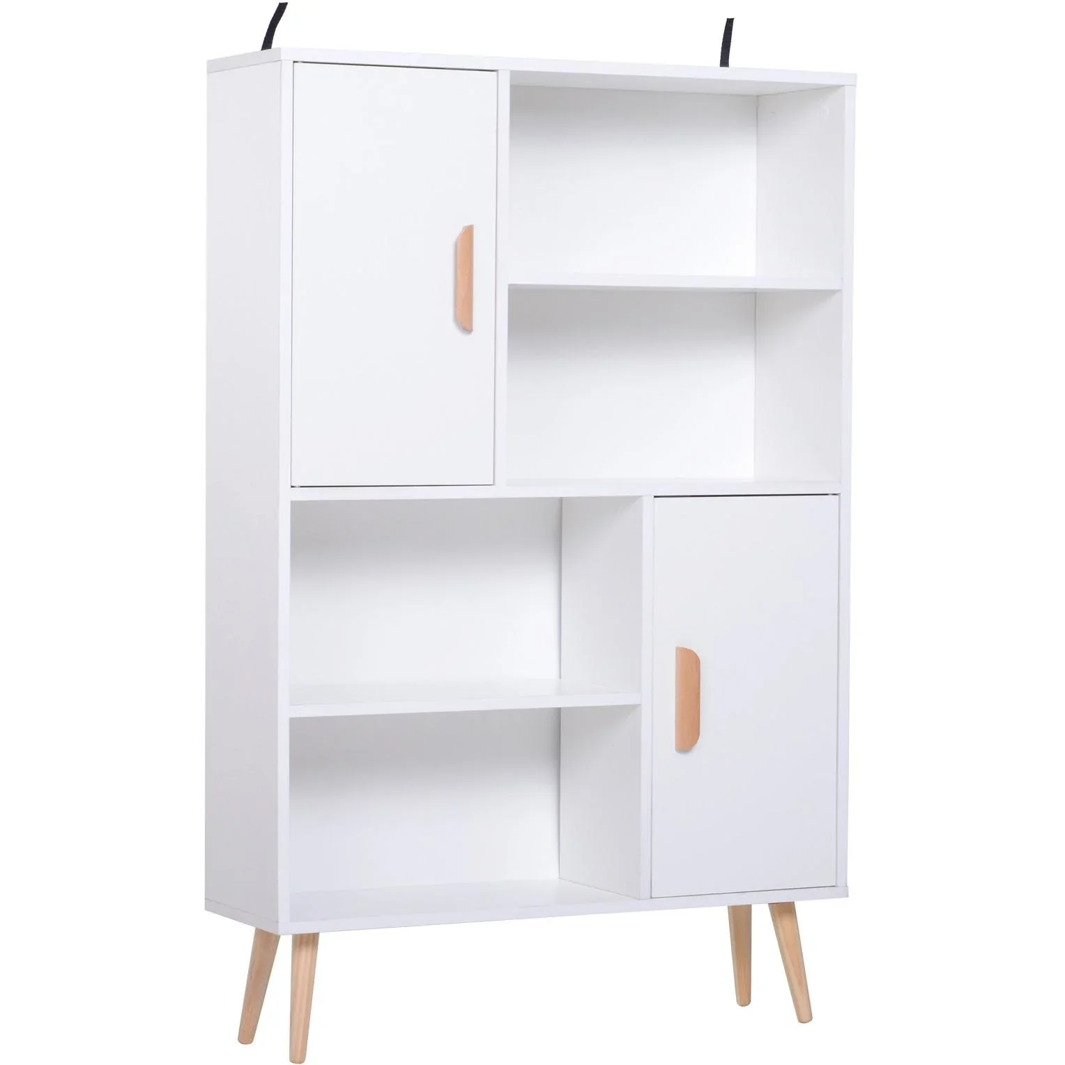 Standregal Bücherregal mit 8 Fächern 100 kg Belastbarkeit Kiefernholz Weiß 80 x 23,5 x 123 cm
