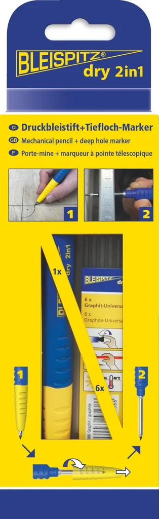Druckbleistift + Tiefloch-Marker Graphit, inklusive 6 Minen