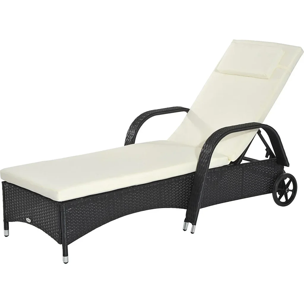 Mobile Gartenliege schwarz Rattanliege Polyrattan