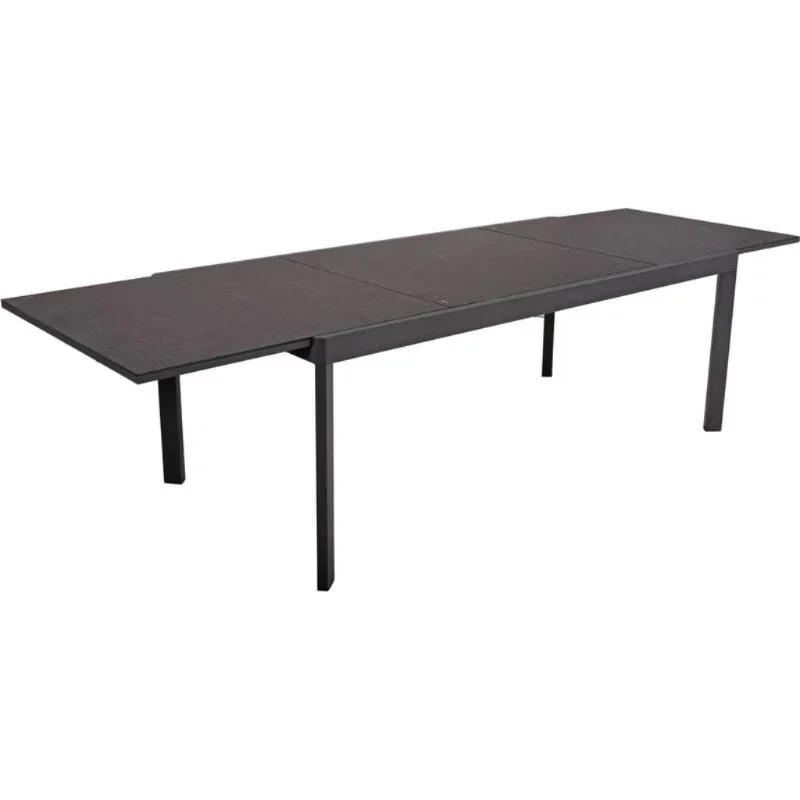 Ausziehtisch NEREA, Aluminium / Glas-Tischplatte Keramik-Optik