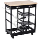 Küchenrollwagen mit Korb, Schublade, Weinablage