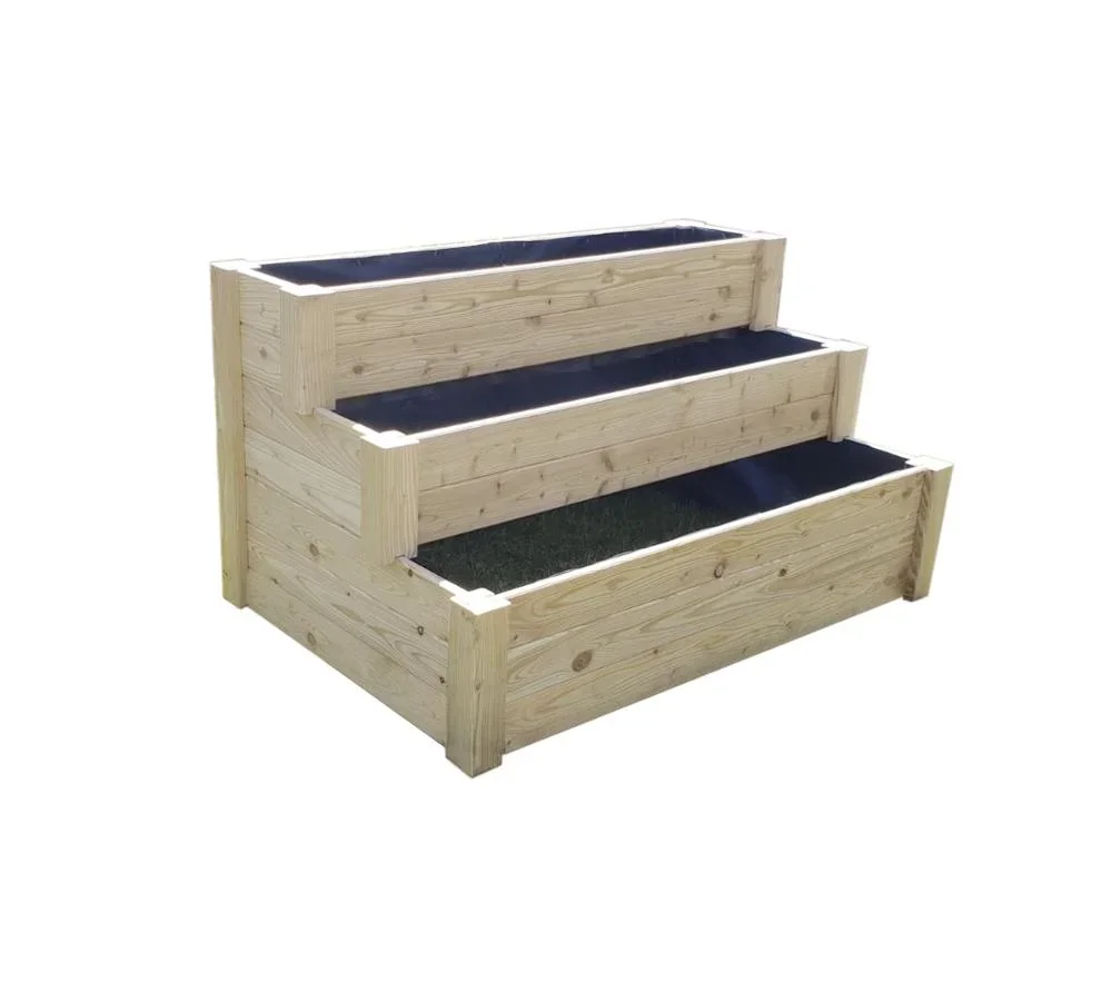 Westmann Hochbeet Anna, 120×76×64 cm, Natur – 3-stufiges Treppen-Hochbeet aus Holz