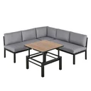 4-tlg. Gartengarnitur Gartenmöbel-Set Gartenset Sitzgruppe mit hebbarem Couchtisch Sofa mit Kissen Outdoor Aluminium Gra