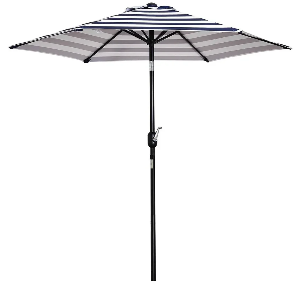 Sonnenschirm Gartenschirm Terrassenschirm Gestell Stahl im Freien Blauer Streifen Ø227 x 225 cm