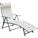 Sonnenliege Strandliege Relaxliege klappbar mit Kissen Cremeweiß 137 x 63,5 x 100,5 cm