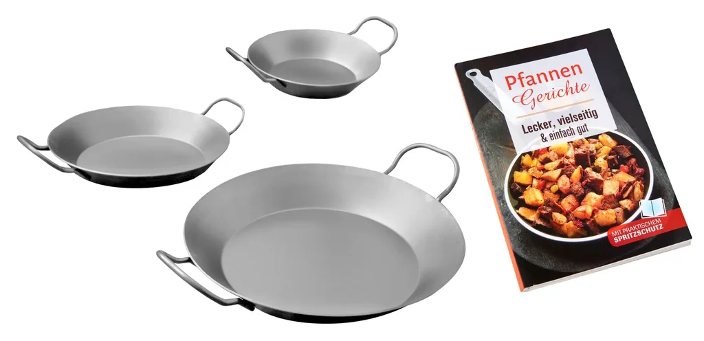 Eisenpfanne, 3er Set + GRATIS dazu Rezeptbuch