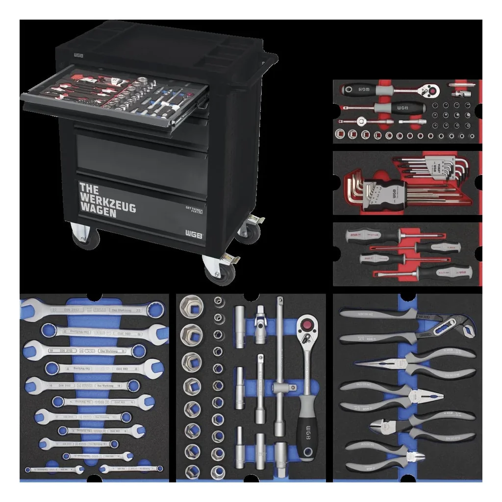 Werkstattwagen - 5 Schubladen, bestückt mit 6 Modulen, 103-teilig