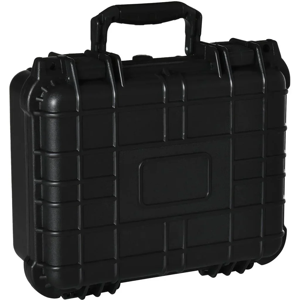 2er-Set Werkzeugkoffer Leer mit Werkzeugkiste Griff Schaumstoff wasserdicht Kunststoff Silikagel Schwarz 34 x 29 x 15 cm