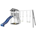 Strand Tower mit Spielturm Doppelschaukel - Blaue Rutsche