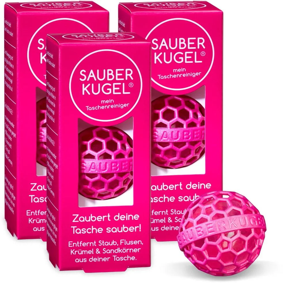 Sauberkugel - Taschenreiniger - Reinigungskugel - Rosa - Wiederverwendbar - 3er-Pack