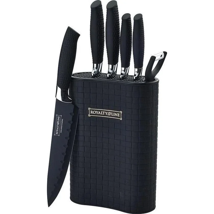 6-teiliges Messerset mit Messerblock - schwarz