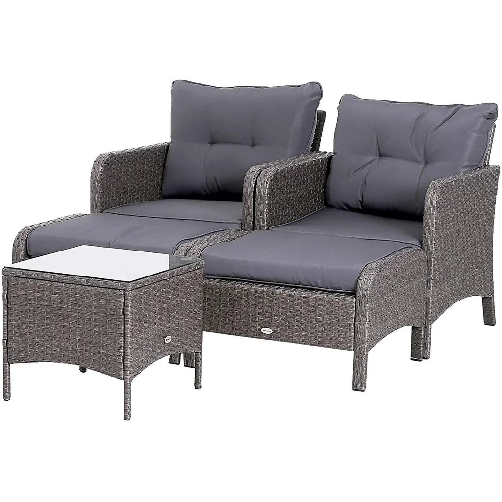 Rattan Sofagarnitur als 5-teiliges Set