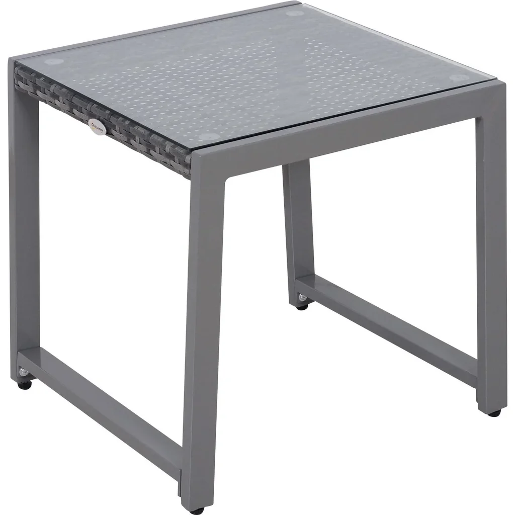 Polyrattan Gartentisch mit Hartglas