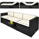 Korbsofa - Schwarz-Creme - 230x70x70cm