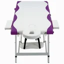 Klappbarer Massagetisch 3 Zonen Aluminium weiß und lila