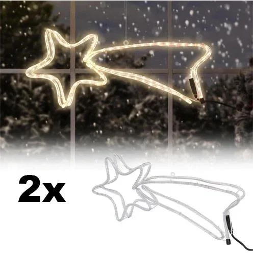 Falling Stars SET of 2 - Lichterkette Stern - 144 Lichter - 4m - Metallrahmen
