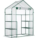 Foliengewächshaus begehbares Gartenhäuschen Tomatengewächshaus Treibhaus Frühbeet mit 6 Regalen Transparent Stahl PVC-Ku