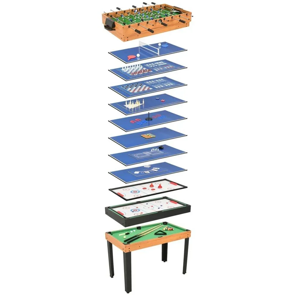 Multispieltisch 15-in-1 121x61x82 cm Ahornholz