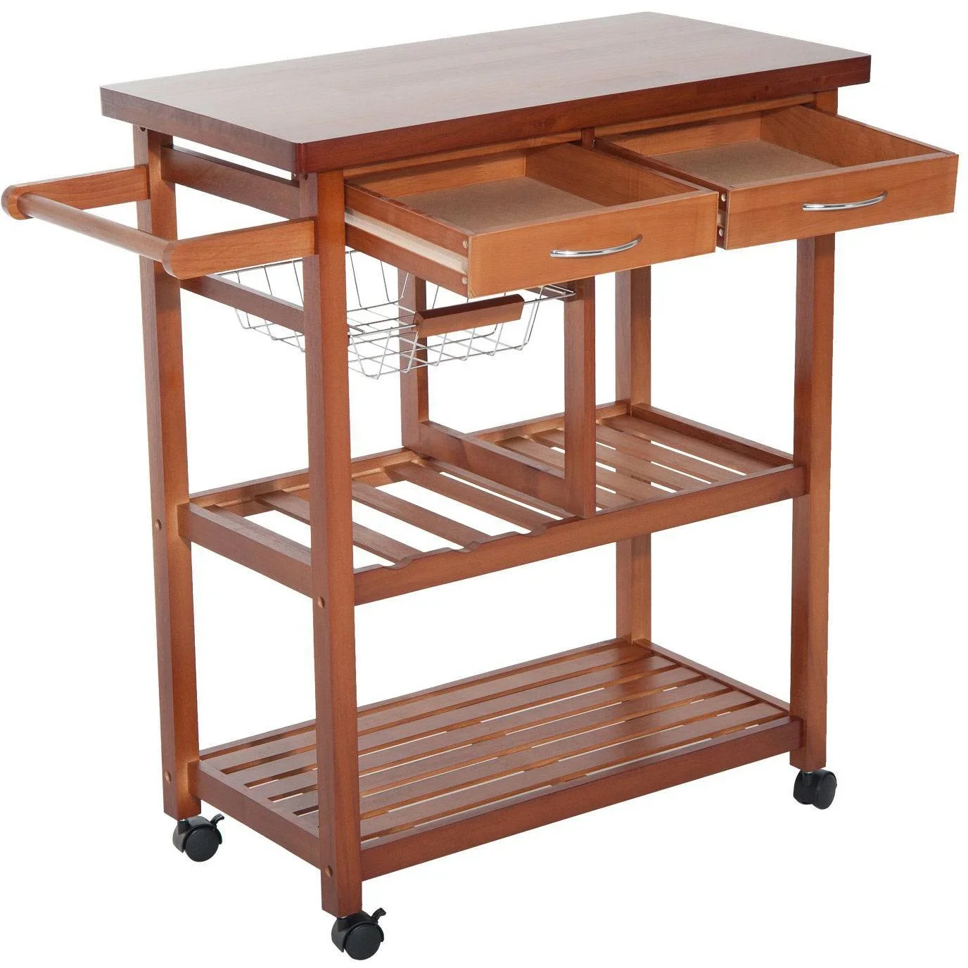 Küchenwagen Servierwagen mit Schubladen aus Holz