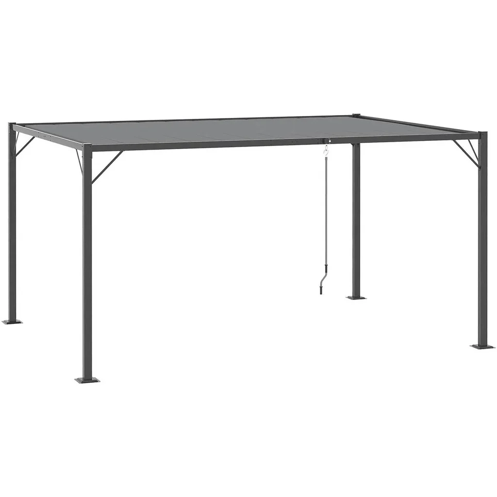 Pavillon mit Lamellendach 4 x 3 m mit Handkurbel Verstellbares Dach Wetterfest Aluminium Grau
