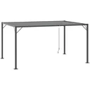 Pavillon mit Lamellendach 4 x 3 m mit Handkurbel Verstellbares Dach Wetterfest Aluminium Grau