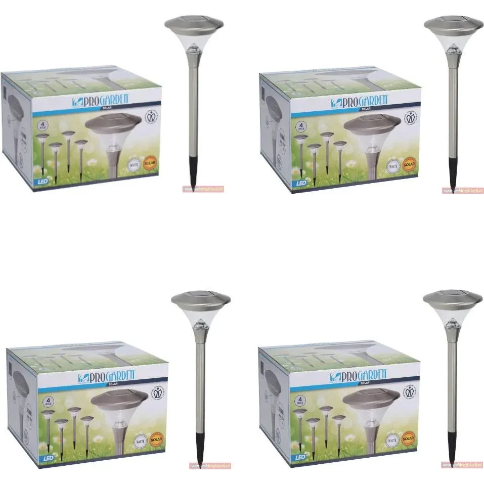 4x Progarden Solar-Gartenleuchte 4er-Set - 47cm (Schaltet sich automatisch ein)