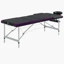 Klappbarer Massagetisch mit 3 Zonen (Aluminium, schwarz und lila)
