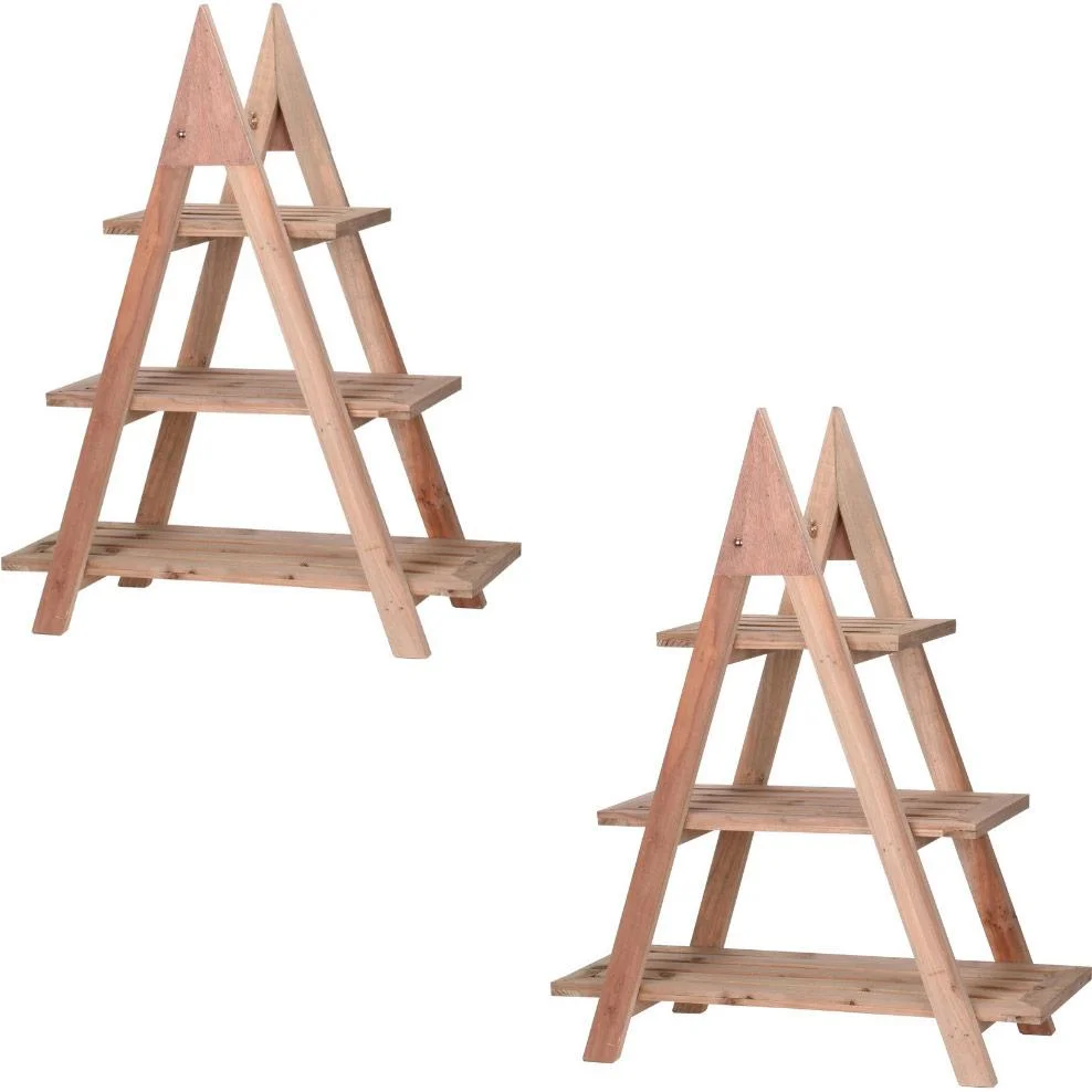 Pflanzenregal - Holz - 3 Ebenen - Dreieck - 2 Stck.