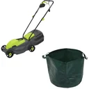 Garten-Elektrorasenmäher - 1100 Watt - 30L Auffangbehälter - Schnittbreite 320mm + INKLUSIVE Gartenabfallsack - 65 L