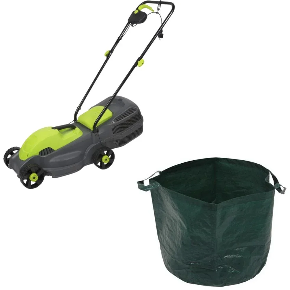 Garten-Elektrorasenmäher - 1100 Watt - 30L Auffangbehälter - Schnittbreite 320mm + INKLUSIVE Gartenabfallsack - 65 L