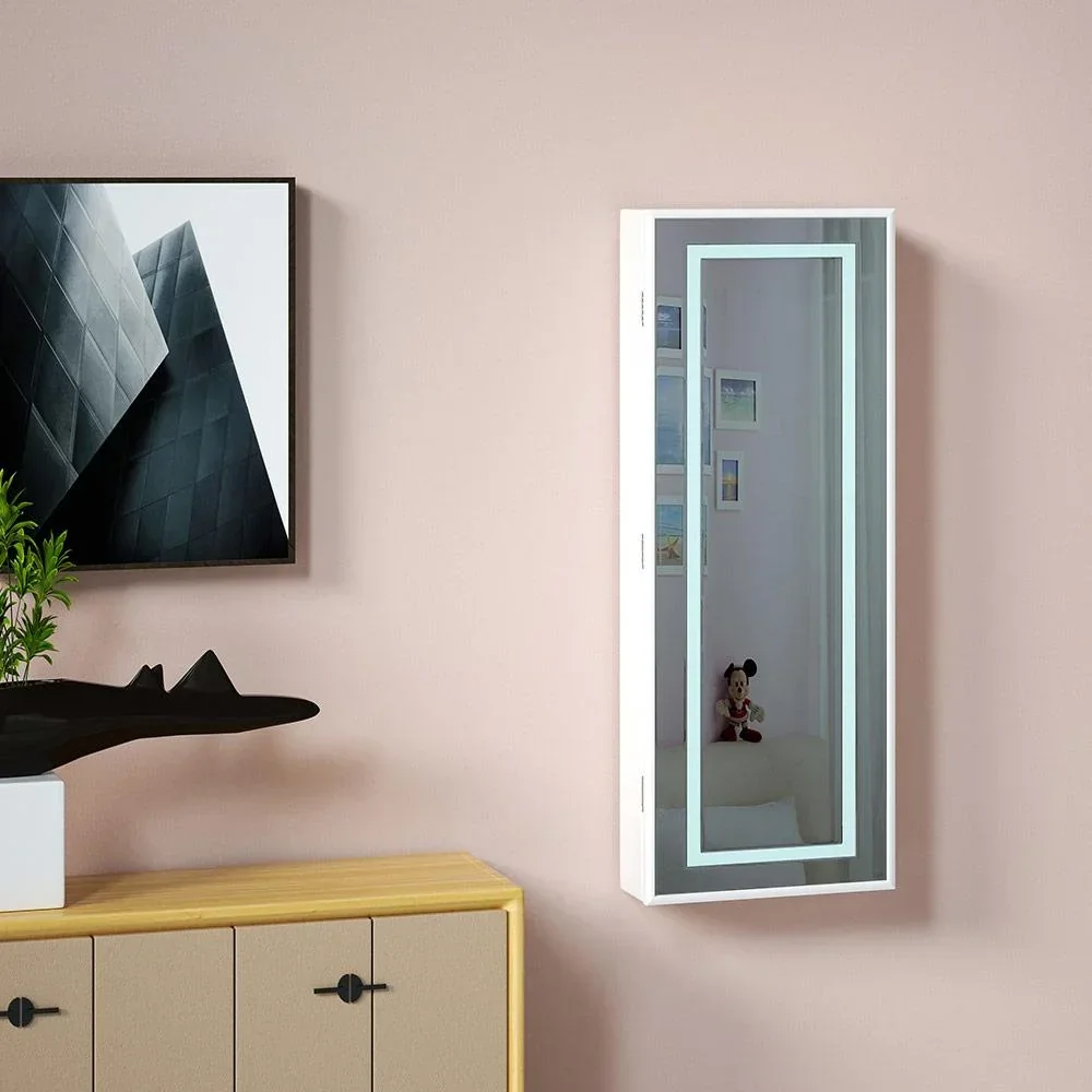 LED-Schmuckschrank weiß 31,5x9x110cm hängend