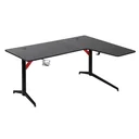 Gaming Tisch PC Tisch Schreibtisch mit Kopfhörerhaken Getränkehalterung Computertisch Metall MDF Schwarz+Rot 157 x 111,8