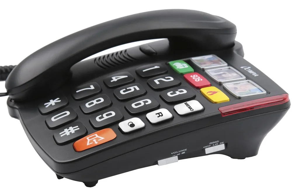 Großtastentelefon mit extra großen Tasten und 3 Notfallknöpfen.