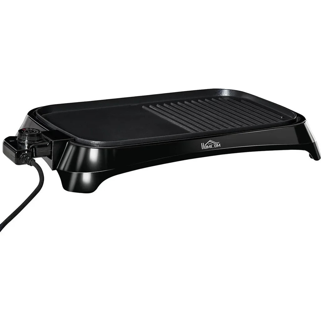 Elektrogrill Tischgrill elektrisch mit Regelbarer Thermostat Antihaftbeschichtete Grillplatte 1600 W BBQ Tisch Grill Tep