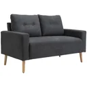 Sofa, 2-Sitzer, skandinavisches Design, hoher Komfort Relaxsessel mit Armlehne, Gummiholzbeine, Dunkelgrau, 145x76x88 cm