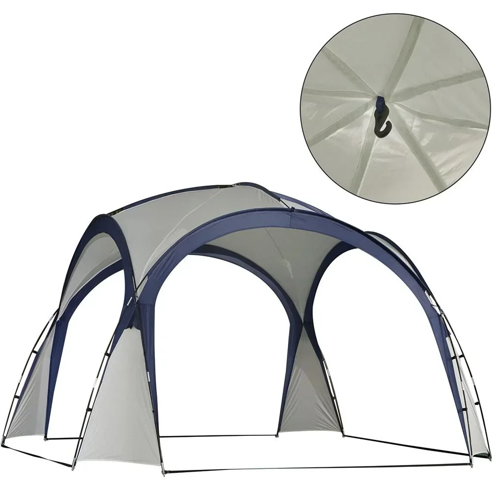 Pavillon Garten Partyzelt Festzelt Gartenzelt wetterfest Glasfaserstange+Polyester Cremeweiß + Blau 3,5x3,5x2,3m