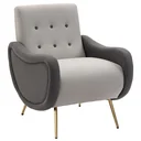 Einzelsessel Relaxsessel Einzelstuhl mit Tufting Eisenfüße Polyester Staumstoff Braun Grau 72 x 81 x 86 cm