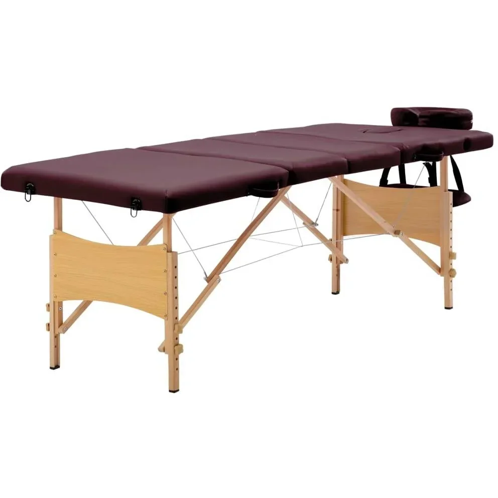 Klappbarer Massagetisch 4 Zonen Holz lila
