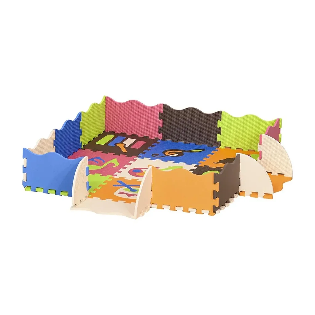 Puzzlematte 25 Teile mit Musikinstrumenten Kinderspielteppich Matte Spielmatte Bodenschutzmatte Bodenmatte für 0-14 Jahr