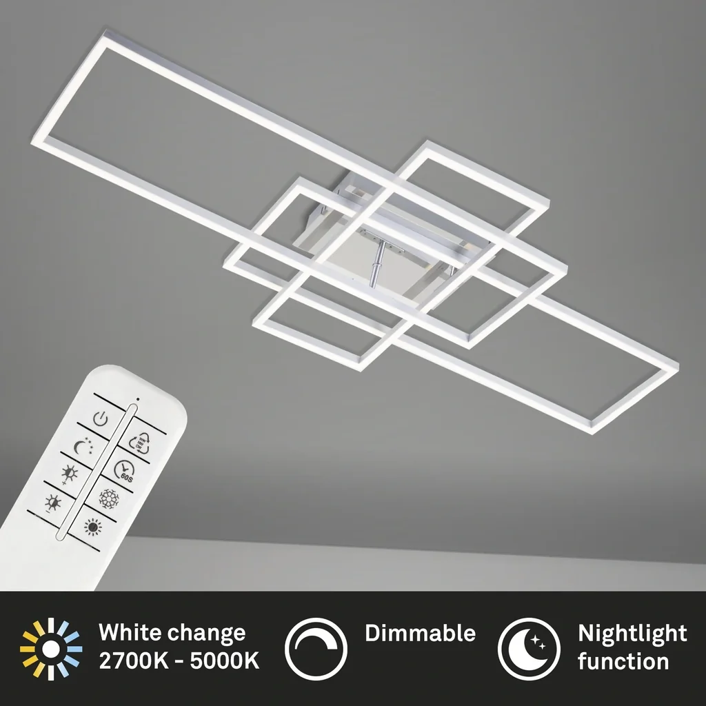 LED Wand- und Deckenleuchte, 104 cm, CCT, 5500 Lumen, 55 Watt, Alu-Chrom