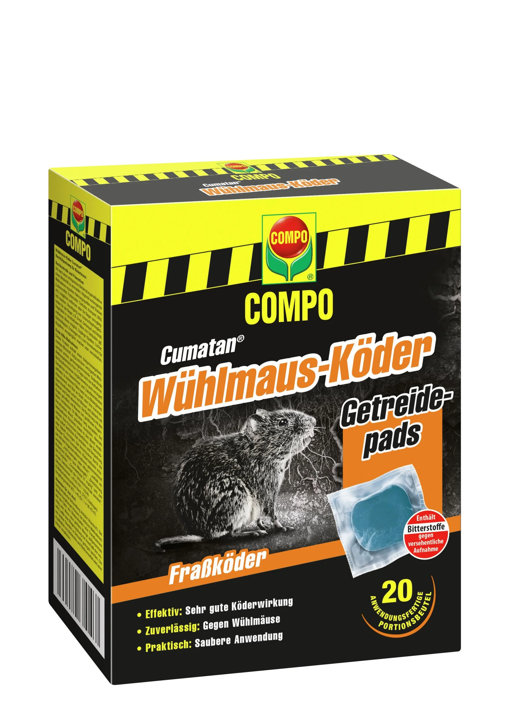Wühlmaus-Köder Cumatan - anwendungsfertige Beutel 20 x 10 g