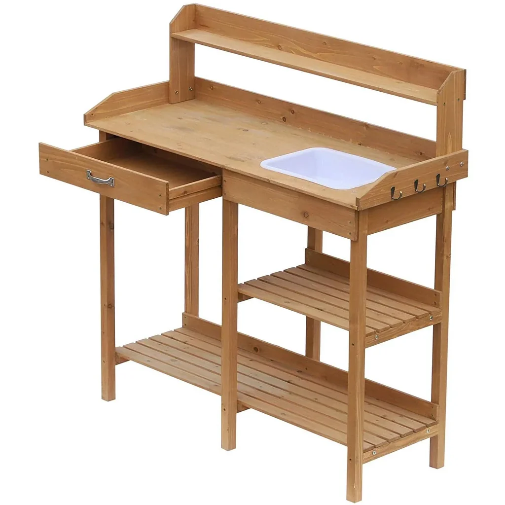 Pflanztisch mit Wanne Tannenholz H112cm Natur