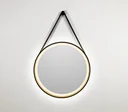 Dekorativer runder Wandspiegel mit LED Beleuchtung in schwarz/gold matt Ø 55 cm