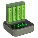 Ladegerät mit Docking Station, LCD Ladestandsanzeige für 4 AA/AAA NiMH Akkus inkl. 4 ReCyko Mignon(AA)NiMH Akkus 2100mAh