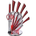 8-teiliges Messerset mit Messerblock - rostfreier Stahl - rot