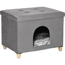 2-in1 Katzenhaus und Ottomane - Grau - 60 x 45 x 44,5 cm