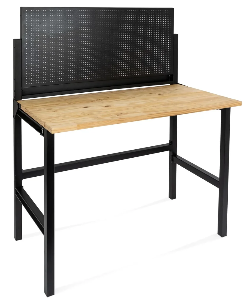 Klappbare Werkbank mit 120 cm Arbeitsbereich aus 25 mm Massivholz